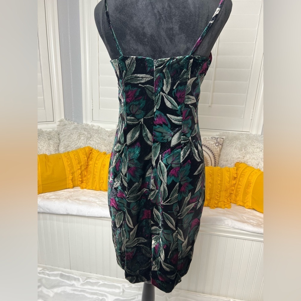Vintage Betty & Sheila Burnout Velvet Floral Cocktail Dress 80s 90s Y2K Party - Picture 9 of 17